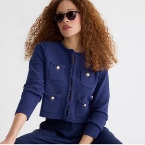 J. Crew Odette Sweater Lady Jacket in Cotton-Blend Bouclé